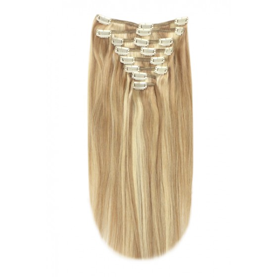 Remy Human Hair extensions straight - bruin / blond 14/22