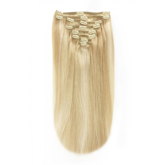 Remy Human Hair extensions straight - bruin / blond 16/613