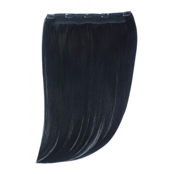 Remy Human Hair extensions Quad Weft straight - zwart 1#