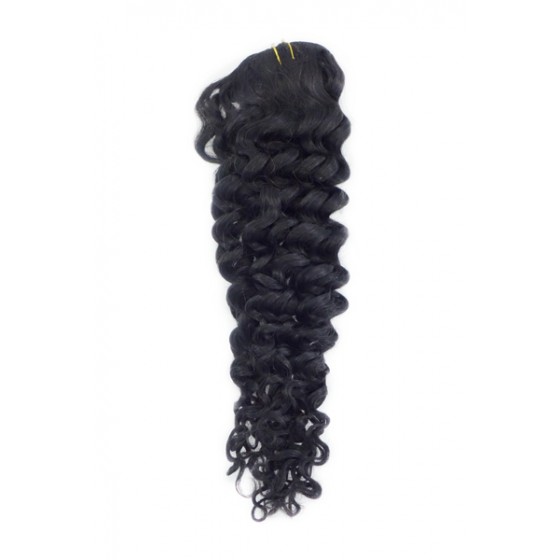 Remy Human Hair extensions curly - zwart 1#