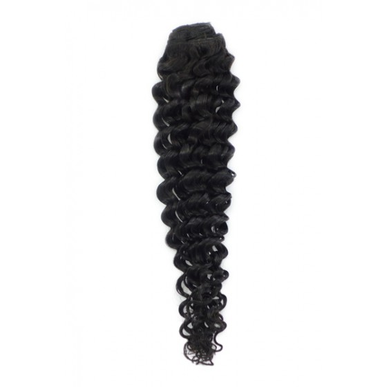 Remy Human Hair extensions curly - zwart 1B#