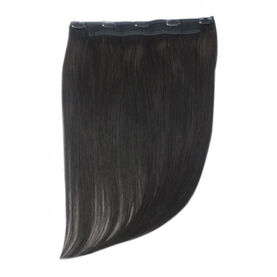 Remy Human Hair extensions Quad Weft straight - zwart 1B#