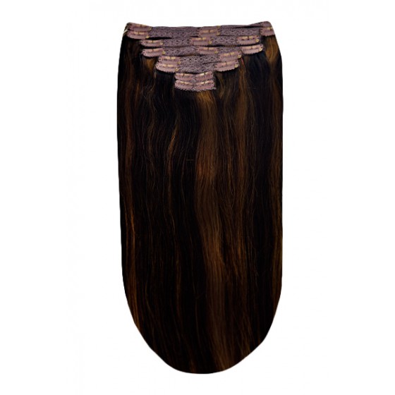 Remy Human Hair extensions straight - bruin 2/6#