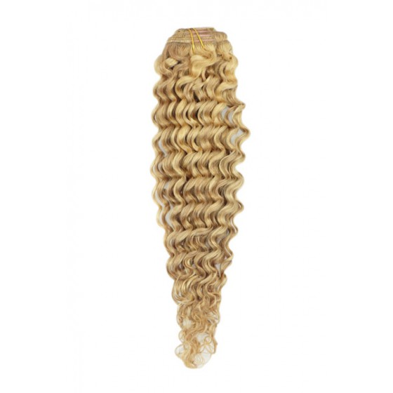 Remy Human Hair extensions curly - blond 27/613
