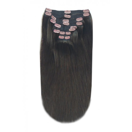 Remy Human Hair extensions Double Weft straight 22" - bruin 2#