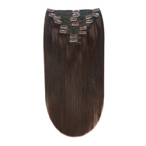 Remy Human Hair extensions straight 16" - bruin 3#