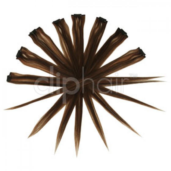 Remy Human Hair Highlights 20" bruin / rood #4/30