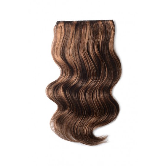 Remy Human Hair extensions Double Weft straight - bruin / rood 4/30#