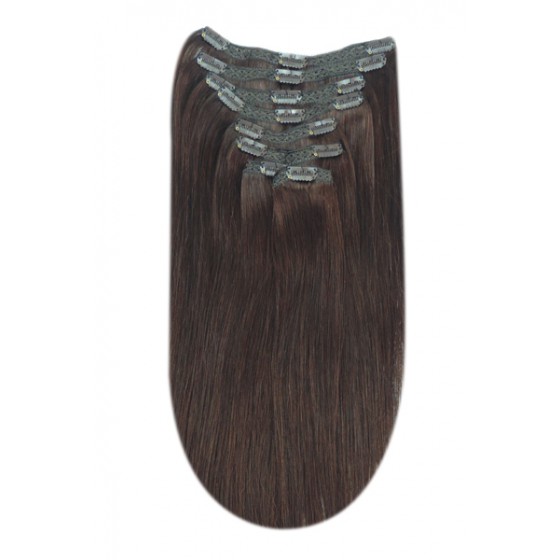 Remy Human Hair extensions Double Weft straight 18" - bruin 4#