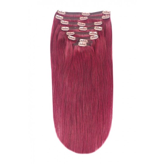 Remy Human Hair extensions straight - plum / cherry red 530