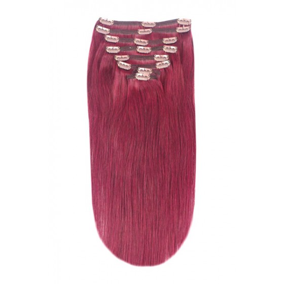 Remy Human Hair extensions Double Weft straight 16" - rood 530#