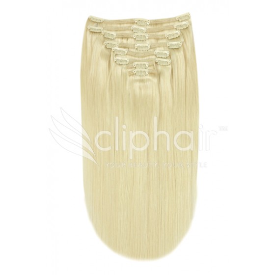 Remy Human Hair extensions Double Weft straight 22" - blond 60#