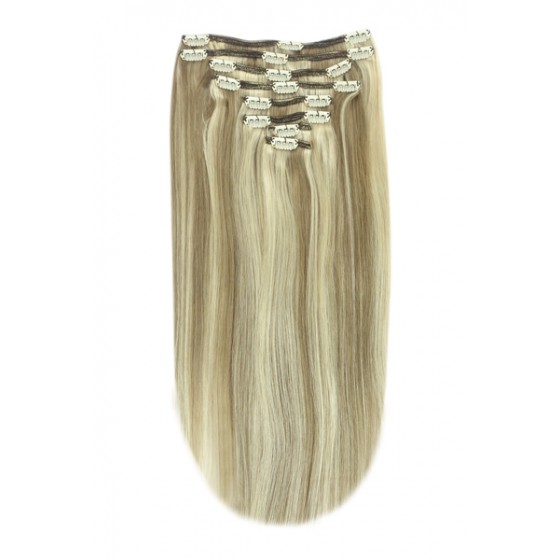 Remy Human Hair extensions straight - bruin / blond 9/613