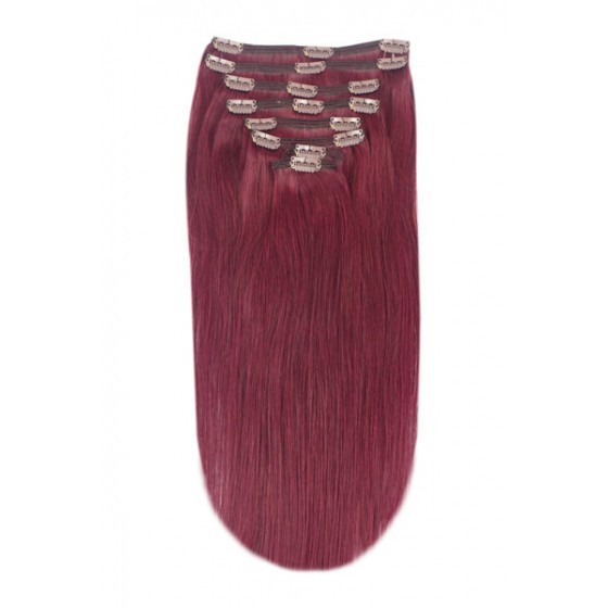 Remy Human Hair extensions straight - red 99J#