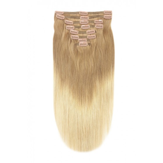 Remy Human Hair extensions Double Weft straight - blond T18/613#