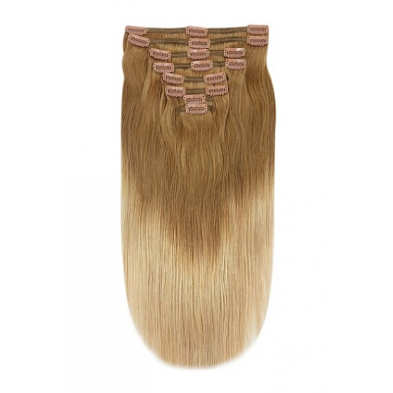 Remy Human Hair extensions Double Weft straight - bruin / blond T6/27#