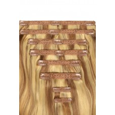 Remy Human Hair extensions Double Weft straight - bruin / blond 10/16#