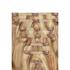 Remy Human Hair extensions Double Weft straight - bruin / blond 12/16/613#