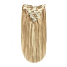 Remy Human Hair extensions straight - bruin / blond 14/22
