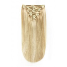 Remy Human Hair extensions straight 18" - bruin / blond 16/613