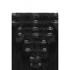 Remy Human Hair extensions Double Weft straight - zwart 1#