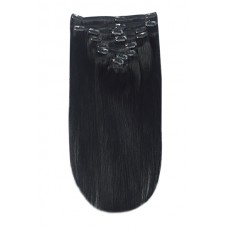 Remy Human Hair extensions straight - zwart 1B#
