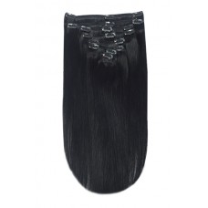 Remy Human Hair extensions straight - zwart 1#