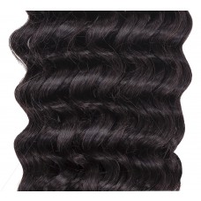 Remy Human Hair extensions curly - zwart 1B#