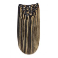 Remy Human Hair extensions straight - zwart / blond 1B/27