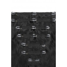 Remy Human Hair extensions Double Weft straight - zwart 1B#