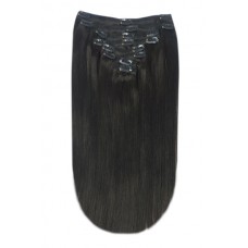 Remy Human Hair extensions straight 16" - zwart 1B#