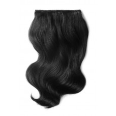 Remy Human Hair extensions Double Weft straight - zwart 1B#