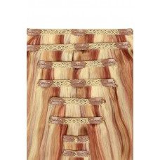 Remy Human Hair extensions Double Weft straight - blond / rood / blond 27/33/613#