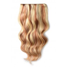 Remy Human Hair extensions Double Weft straight - blond / rood / blond 27/33/613#