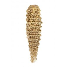 Remy Human Hair extensions curly 18" - blond 27/613