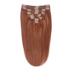 Remy Human Hair extensions straight 20" - rood 33#