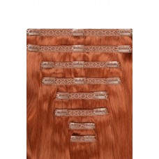 Remy Human Hair extensions Double Weft straight - rood 350#