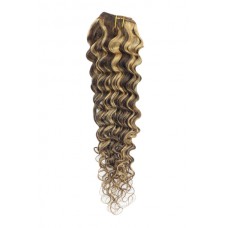 Remy Human Hair extensions curly - bruin / rood 4/27#