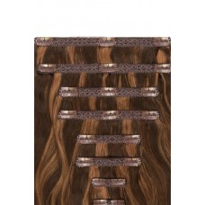 Remy Human Hair extensions Double Weft straight - bruin / rood 4/30#