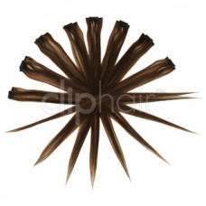 Remy Human Hair Highlights 20" bruin / rood #4/30