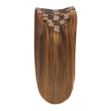 Remy Human Hair extensions straight 18" - bruin / blond 4/30