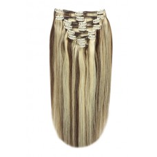 Remy Human Hair extensions straight - bruin / blond 4/613