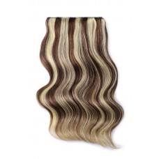 Remy Human Hair extensions Double Weft straight - bruin / blond 4/613#