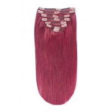 Remy Human Hair extensions straight - plum / cherry red 530