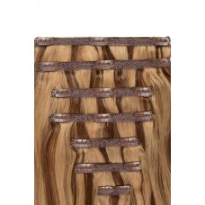 Remy Human Hair extensions Double Weft straight - bruin / blond 6/27#