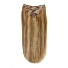 Remy Human Hair extensions straight 20" - bruin / blond 6/27