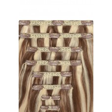 Remy Human Hair extensions Double Weft straight - bruin / blond 6/613#