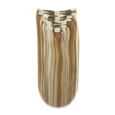 Remy Human Hair extensions straight - bruin / blond 6/613