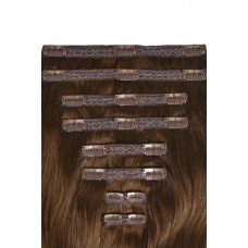 Remy Human Hair extensions Double Weft straight - bruin 6#