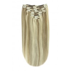 Remy Human Hair extensions straight - bruin / blond 9/613